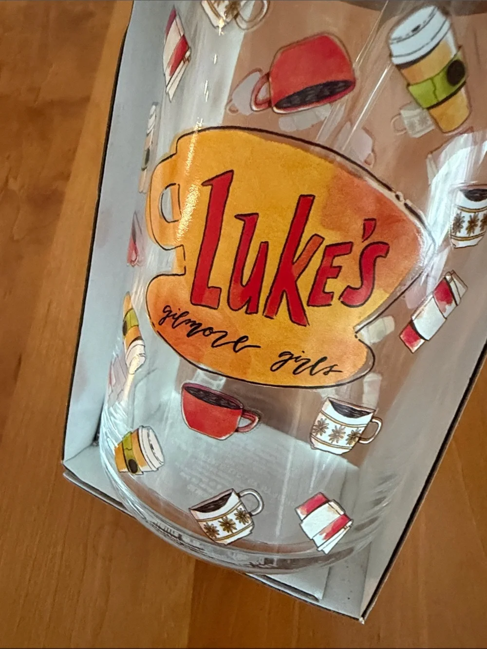 ☕ Gilmore Girls “Luke’s” 16 oz Glass Tumbler with Lid & Straw • NWT